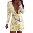thumbnail image 1 of Mini vestido con cuello en V y manga larga con estampado floral informal de moda sexy para mujer Pompotops  hdfakjf6539, 1 of 9