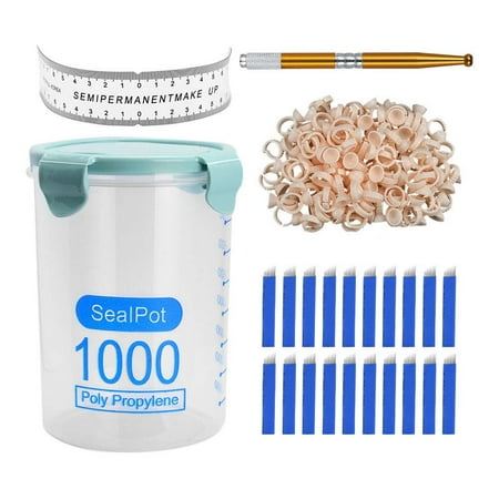 

Eyebrow Microblading Pen Kit Embroidery Pen Ring Cup Ruler Eyebrow Blades with Storage Pot (Golden)