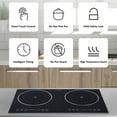 thumbnail image 3 of Electric Cooktop Double Burner, Ceramic Heating Countertop Stove with Touch Control Timer, Built in Hole Size for Kitchen, 3 of 7