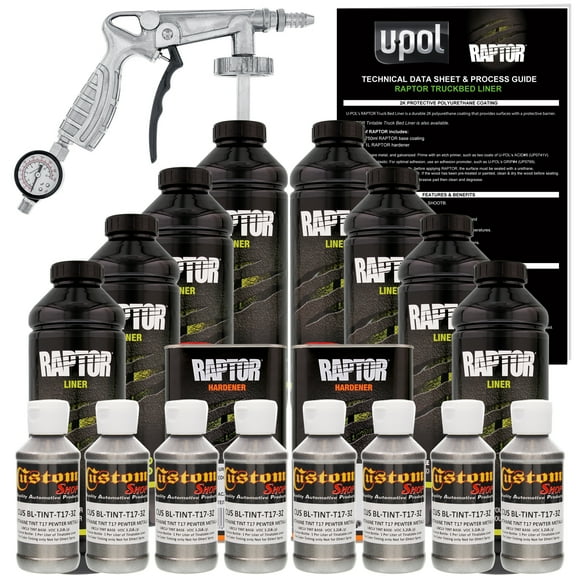 Raptor Pewter Metallic Urethane Spray-On Truck Bed Liner Spray Gun, 8 Liters