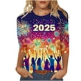 thumbnail image 1 of VEKDONE 2025 Bonne Année Manches 3/4 T-Shirts Graphiques Col Rond Multicolore TTG, 1 of 5
