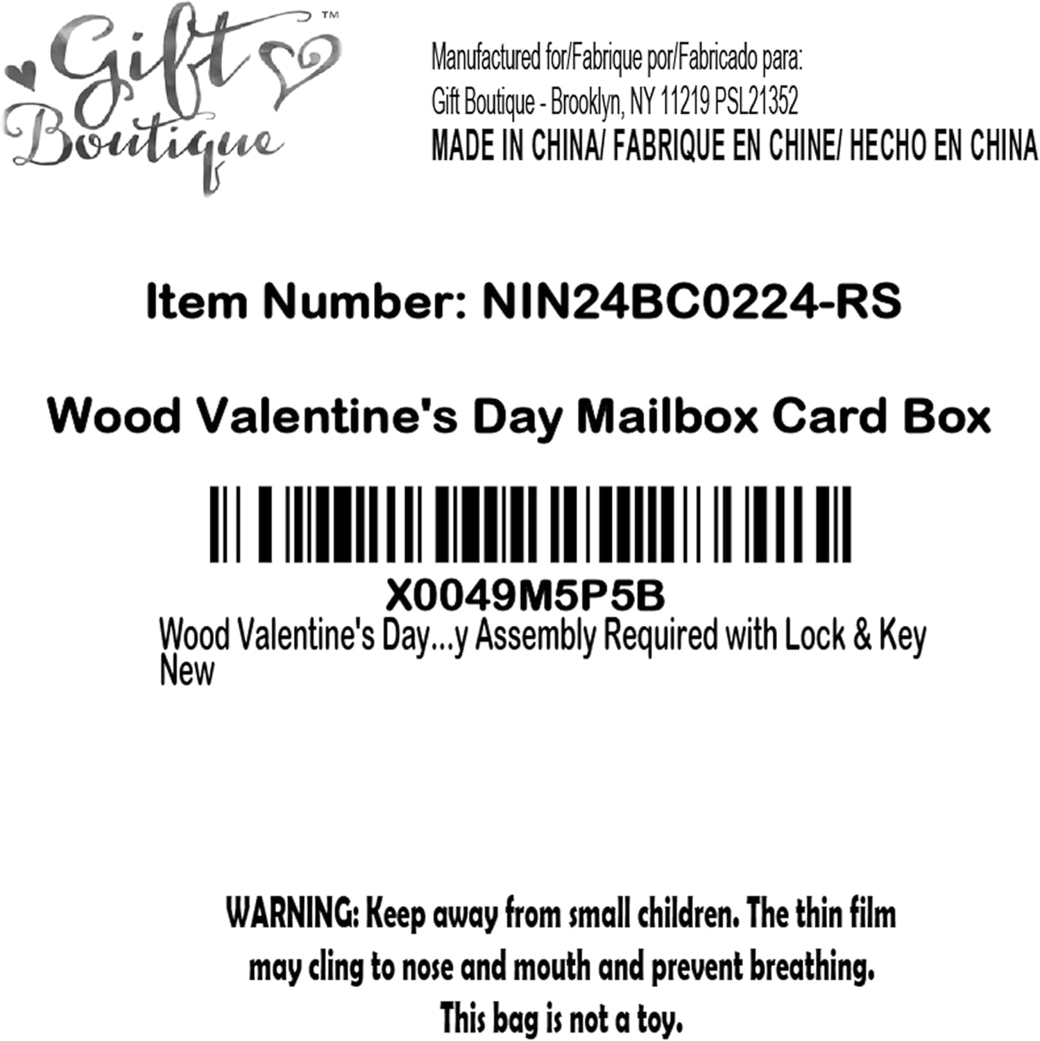 Gift Boutique Wood Valentine's Day Mailbox Card Box Valentine Decorations Kids Wooden Postbox for Valentines School Classroom Exchange Game Activities Party Decor