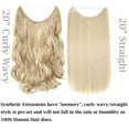 thumbnail image 3 of Benehair Adjustable Headband Invisible Wire Hair Extensions Highlight Long Wavy Curly Synthetic Hairpiece for Women Heat Resistant Fiber No Clip, 3 of 8
