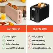 bella 2-Slice Slim Toaster with Extra Long Slot, 6 Setting Shade Control with Reheat & Cancel Buttons, Blossom