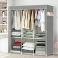thumbnail image 6 of HONEIER 50 Inch Closet Organizers, Storage Closet 6 Storage Spaces with 3 Hanging Area, Steel Frame Fabric Portable Closet, Easy Assembly And Dust Resistant, Grey, 6 of 13