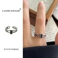 thumbnail image 2 of 925 Sterling Silver Open Middle Finger Knuckle Thumb Rings for Women Adjustable Size 4-7, 2 of 9