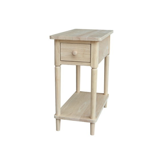 International Concepts Solid Wood Narrow Side Table, Unfinished