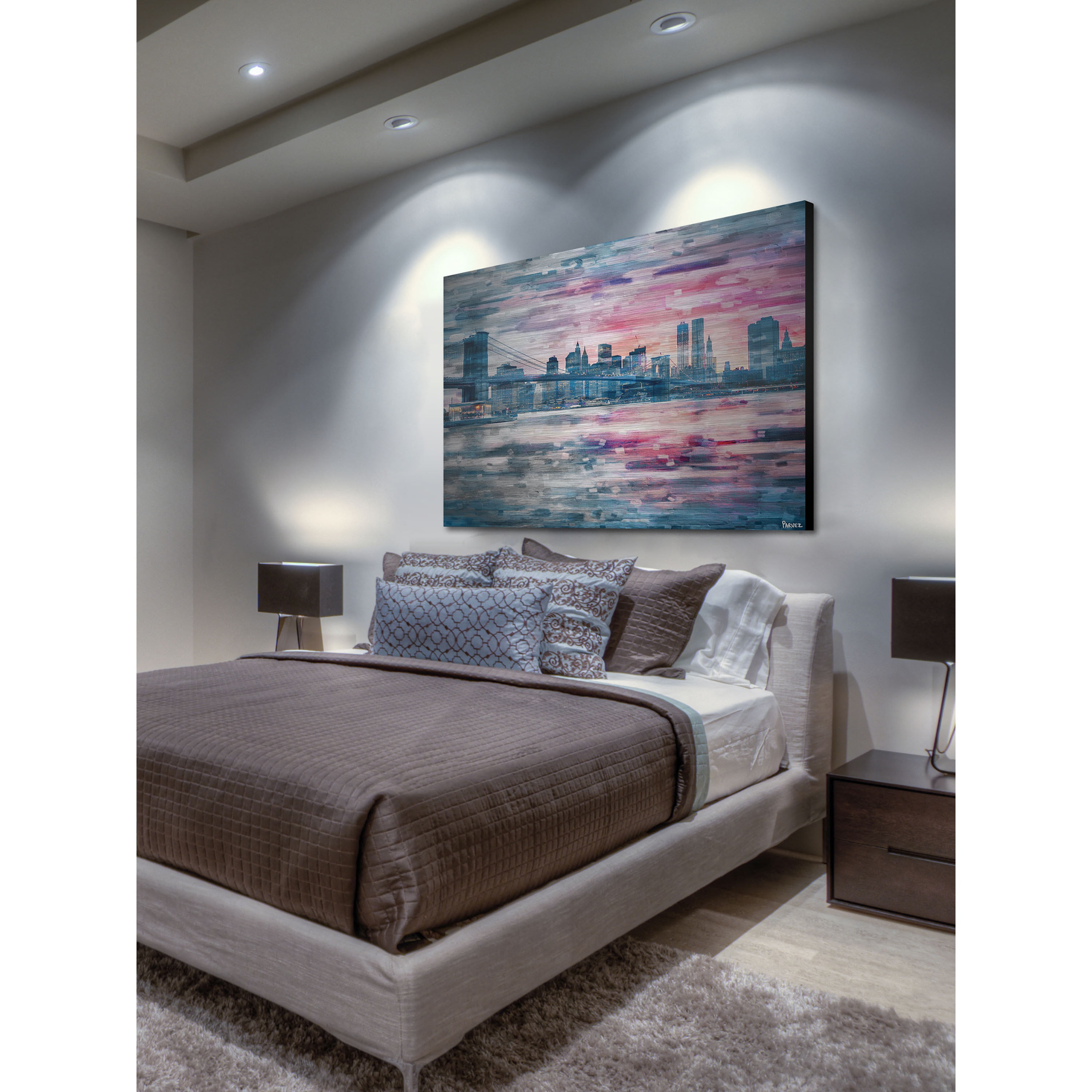 Parvez Taj  'Long Island Evening' Painting Print on Brushed Aluminum 60 x 40