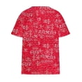 thumbnail image 4 of Liquidation d'Été! Fatuov T-Shirts pour Femmes Grande Taille Tendance Décontracté Manches Courtes Col en V Imprimé Floral Graphique T-Shirts Hauts d'Été Rouge, Taille 3TG, 4 of 4