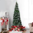 thumbnail image 2 of Costway 7.5ft Snow Flocked Unlit Artificial Pencil Christmas Tree Hinged w/ Pine Cones, 2 of 9