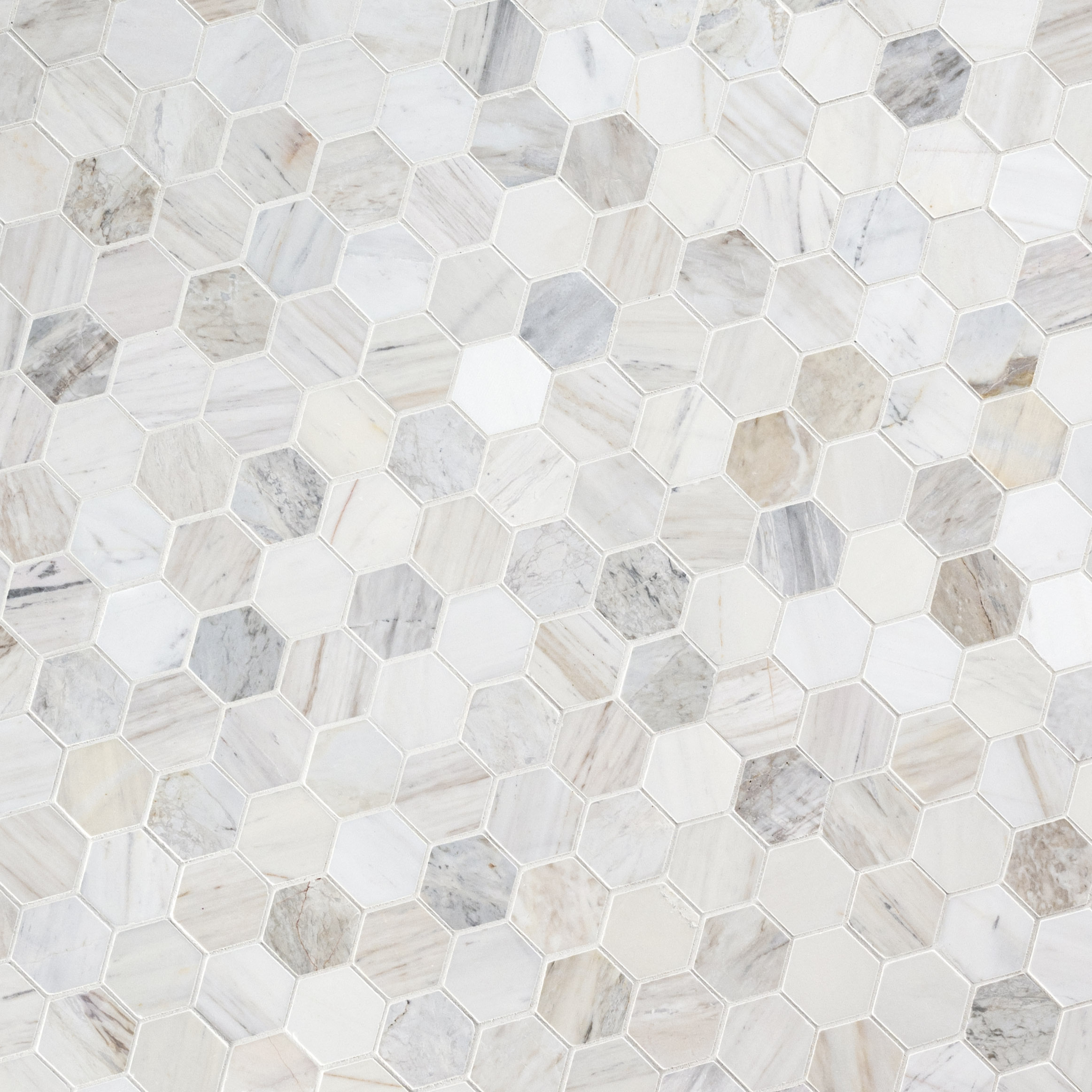 MSI Angora Hexagon Sample Honed Mosaic Marble Floor And Wall Tile