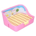thumbnail image 4 of Jaula para mascotas de animales pequeños, caja de arena, bandeja de inodoro, bandeja de plástico ABS para conejo, hámster dorado, rosa, 4 of 12
