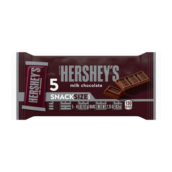 Hershey's Milk Chocolate Snack Size Candy, Bars 0.45 oz, 5 Count