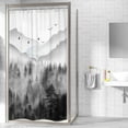 thumbnail image 3 of Small Stall Shower Curtain for Bathroom Decor RV 36Wx72H Misty Rainforest Dark Black Mens Nature Narrow Foggy Woodland Mountain Art Printed Fabric Polyester Waterproof 7 Pack Plastic Hooks, 3 of 6