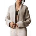 thumbnail image 2 of Open Front Solid Color Women Long Sleeve Shawl Neckline Knit Crop Cardigan, 2 of 6