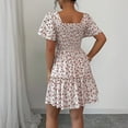 thumbnail image 5 of Summer Dresses for Women 2026 Boho Floral Smocked Square Neck Short Sleeve Mini Dress Ruffle Beach Summer Sundresses 2XL, 5 of 7