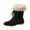 Black, variant on Faux Fur Collar Shoes, Womens Winter Ankle Boots, Faux Fur Collar Lace Up Fleece Lined Booties with Round Toe, Warm Insulated Snow Boots, Comfortable Cold Weather Footwear for Women