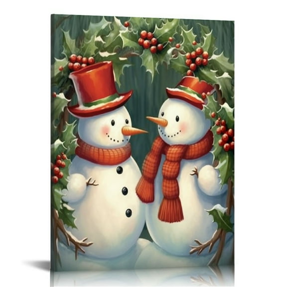 JEUXUS Christmas Canvas print Wall Art Christmas Snowman Pictures Wall Art Poster  for Home Bedroom Living Room
