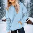 thumbnail image 5 of Piuwrlz Girl Winter Hoodies Kids Hood Sweatshirts Loose Pocket Round Neck Hoodie Light Blue Size 130, 5 of 5