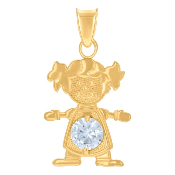 10k Yellow Gold Womens Cubic Zirconia April Charm Pendant Necklace 21.5x12mm Wide Pendant for Women