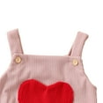 thumbnail image 3 of Xmarks Unisex Newborn Baby Valentines Day Outfit Strap Sleeveless Heart Corduroy Romper Suspender Onesie Overalls Jumpsuit 0-18M, 3 of 7