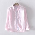 thumbnail image 1 of REDHOTYPE Chemises en Lin Pur pour Hommes Manches Longues Col Rabattu Bas Classique Basique Tops Mode Masculine Couleur Unie Vêtements Rétro, 1 of 2