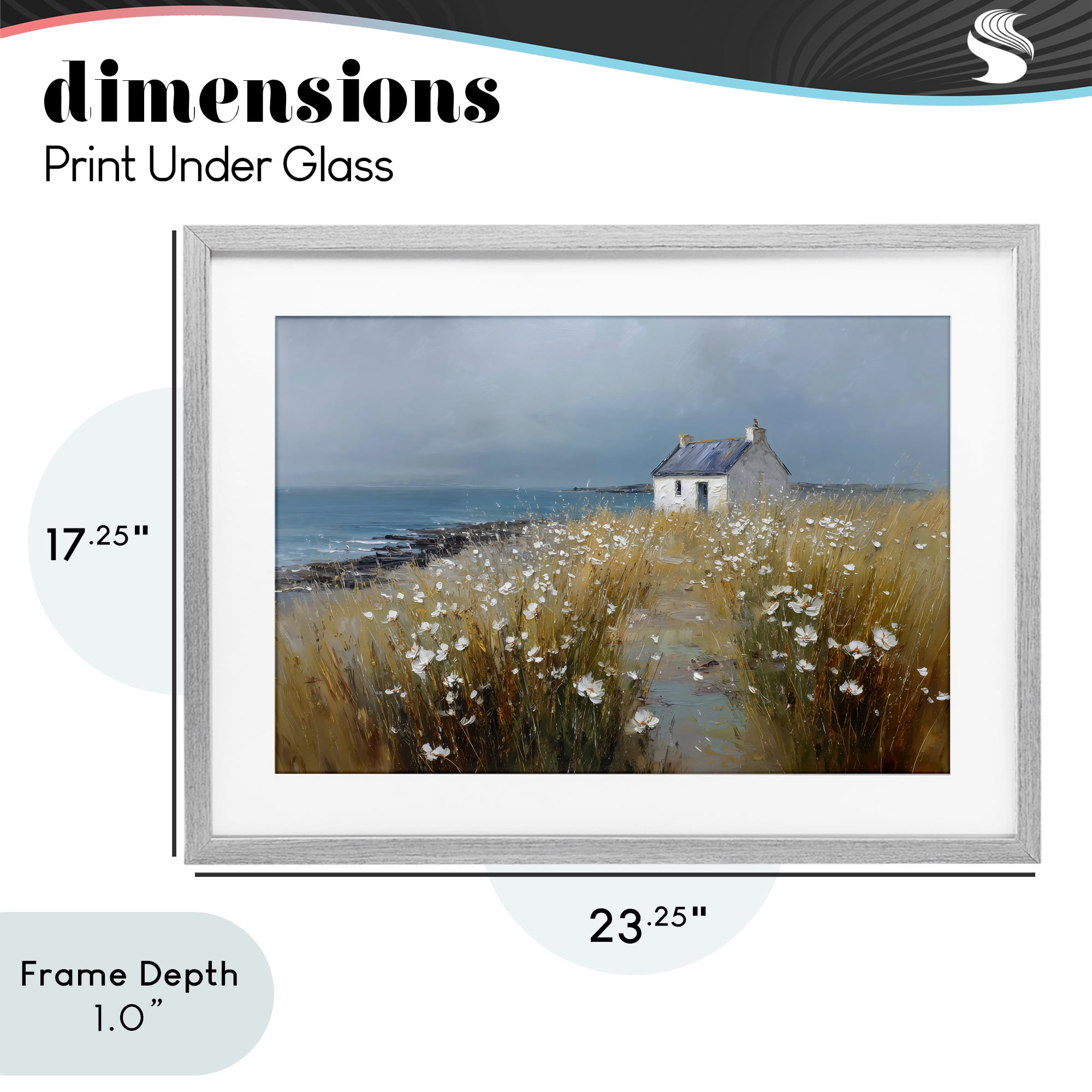 Stupell Industries Oceanfront Cottage Wildflowers Gray Framed Print Under Glass, design by Petal Prints Design