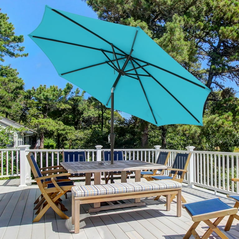 commercial grade patio umbrella EliteShade USA 10-Year-Non-Fading 9ft 3-Tier Market Umbrella, Outdoor Table with Crank Open, Windproof & UPF 50+ UV Protection, Heavy Duty Ventilation for Garden, Deck, Pool, Backyard Market 8.5' Round Canvas this 9FT umbrella provides Pergola cover Size:162CM