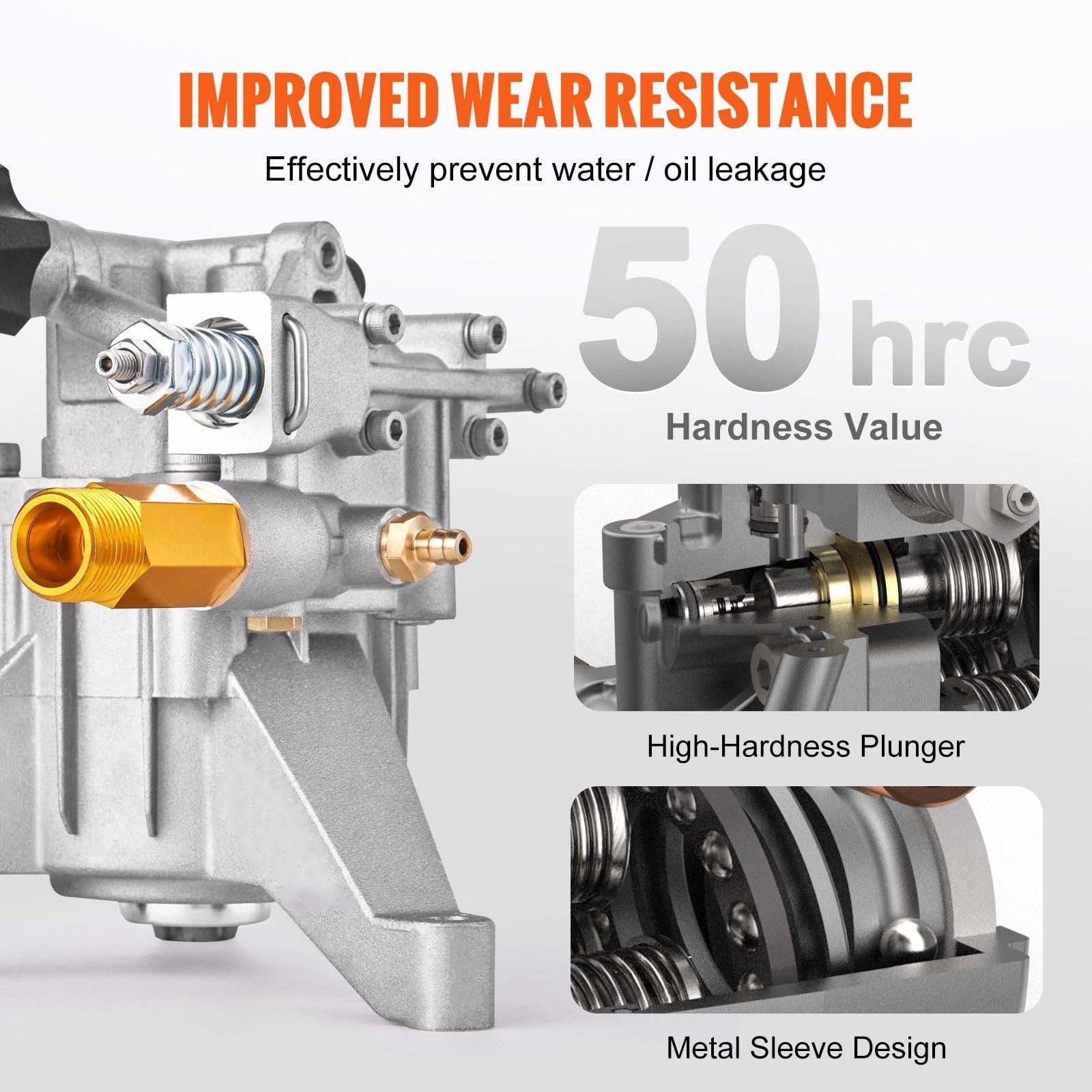 Pressure Washer Pump 3400 PSI 2.5 GPM, 7/8" Shaft Vertical Replacement Kit - Honda, Simpson, RYOBI, Briggs & Stratton Compatible