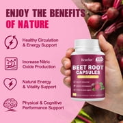 Bcuelov Beet Root Capsules 1300mg Blood Pressure Energy Endurance Support Vegan Gluten-Free 90 Count