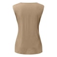 thumbnail image 4 of QUINDOS Womens Tops Summer Ribbed Khaki Fashion Casual Solid Vest Round-Neck Loose Sleeveless T-shirt Pullover Tops Womens Tank Tops, 4 of 7