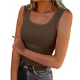 thumbnail image 2 of UPPADA Women's Summer Tank Tops Crew Neck Sleeveless Shirts Ribbed Knit Slim Fitted Basic Cami Tops Casual Blouses Tees,Tank Tops for Women 2025 Brown,L, 2 of 6