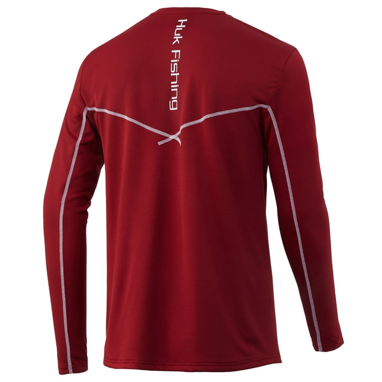 Huk Men's Icon X Blood Red Large Performance Fishing Long Sleeve Shirt