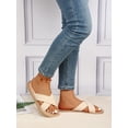 thumbnail image 3 of Women Criss Cross Strap Espadrille Slide Sandals, Vacation Outdoor Polyester Flat Sandals, 3 of 4
