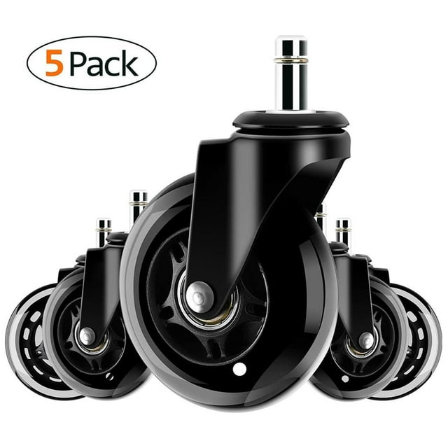 facefd 5PCS Clear for Ultra Silent Swivel Casters Transparent PU Chair Casters for Hard Floors