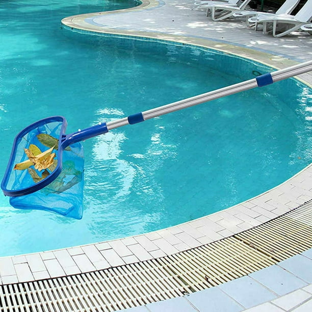 Filet de piscine écumeur de feuilles pour piscines écumeur de feuilles avec  manche en aluminium de 120 cm et filet de piscine à mailles fines pour le  nettoyage de la piscine et