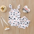 thumbnail image 2 of JAJAHO Baby Girl Clothes Summer 2 Piece Set Infant Romper Outfits Sleeveless Ribbed Cow Printed Bodysuit And Shorts Cute Toddler Clothing 0-18M Stylish Outfit, 2 of 7