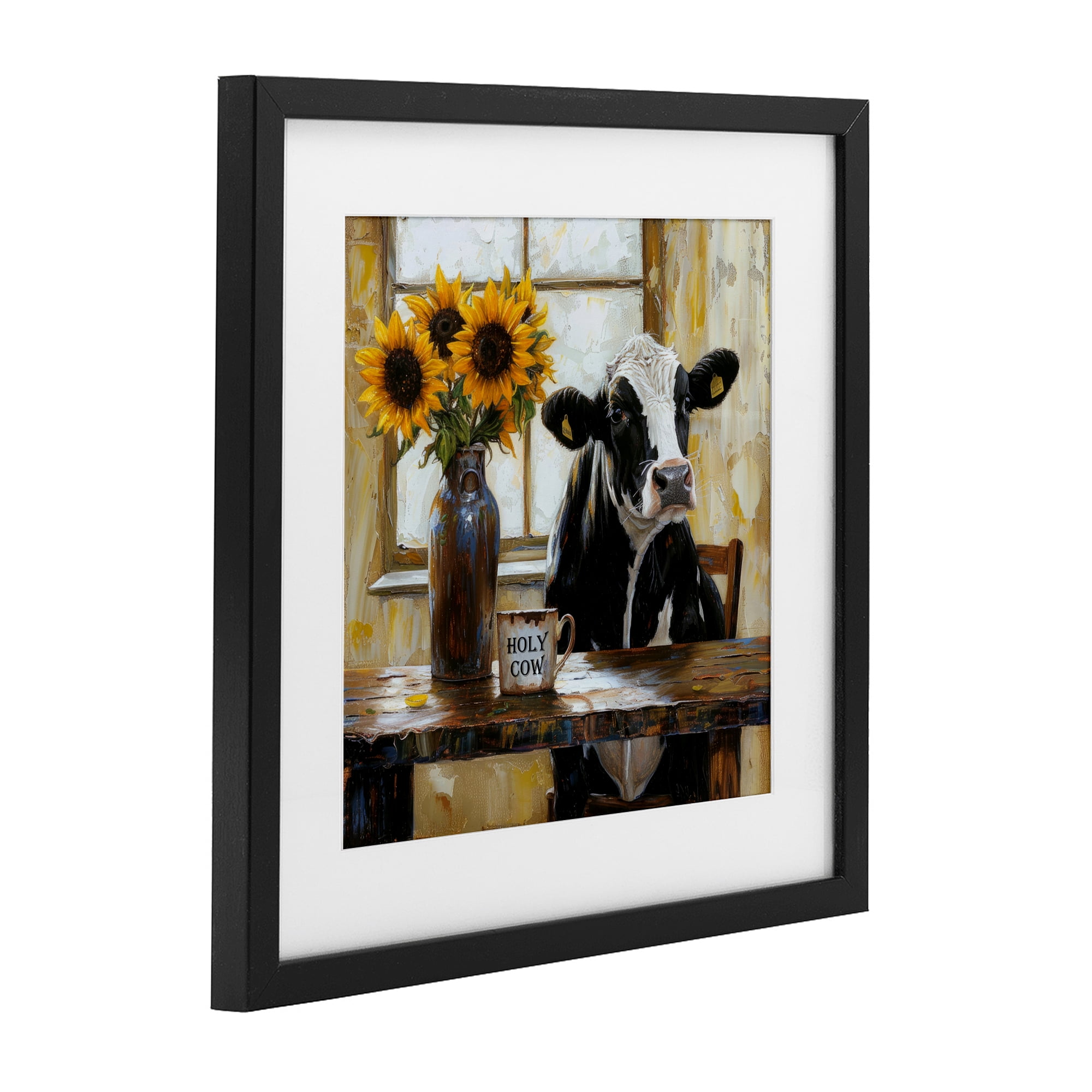 Stupell Industries Holy Cow Rustic Farm Table Black Framed Print Under Glass, design by Tina LeCour