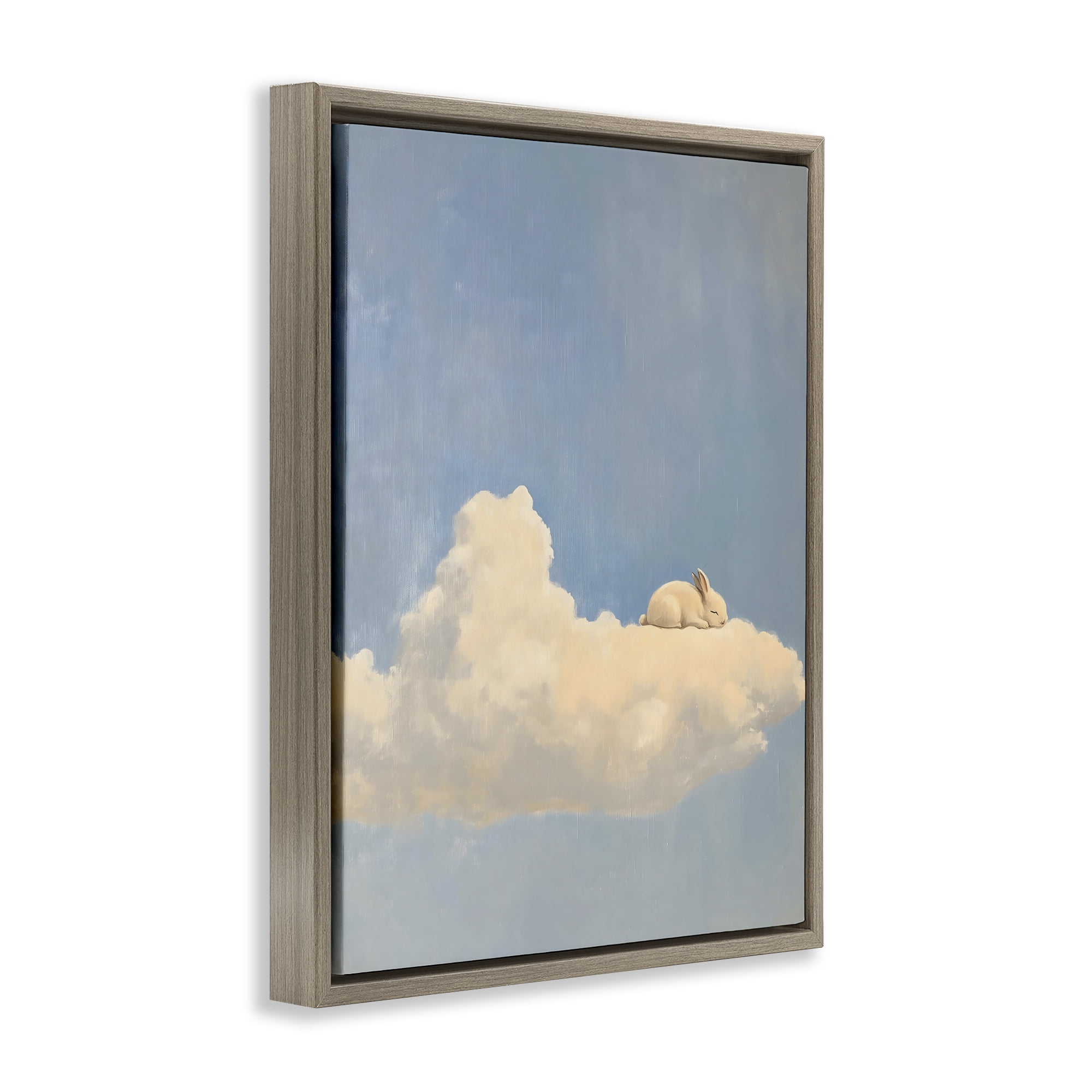 Stupell Industries Sleeping Bunny on Cloud Brown Framed Floater Canvas Wall Art, design by The Prints Vibe