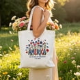 thumbnail image 5 of Beautynvta 250th Anniversary Canvas Tote, Reusable Grocery Bag, 4th July Print Shoulder Bag for Shopping, Beach, 5 of 8