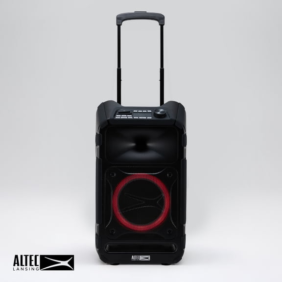 Altec Lansing Sonic Boom 120 Bluetooth Party Speaker, 120W IP67 Waterproof Portable Speaker with Wheels & Handle, Up to 12H playtime & LED Party Lights, Bass Boost, FM Radio, Karaoke Mic/AUX Input