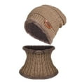 thumbnail image 2 of Generic Children's Lightweight Hats Contrast Colors Knitted Warm Winter Hats for Kid Hat+Scarf Two Piece Set for Toddler Headgear Adjustable Breathable Sun Protection (,Khaki), 2 of 3