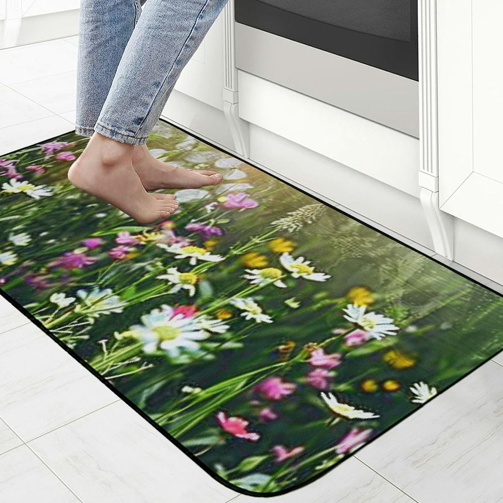 Heduofu Nature Magic Wildflower Adventure Welcome Mat, Decorative Door Mat, Door Mat with Non-Slip Rubber Backing, Easy Cleaning, Traps Dirt, for Entry, Patio, Garage 19.68*47.24 in