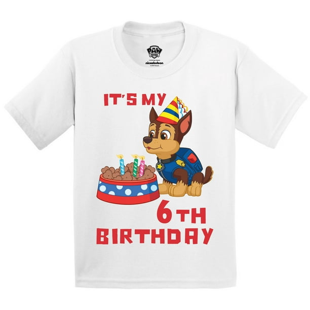 Paw Patrol 6th Birthday Tee - Kids Girls Boys Chase Bday T-shirt for Age 6 Years Old S M Walmart.com