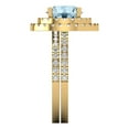 thumbnail image 3 of 2.68 ct Brilliant Round Cut Natural Aquamarine 14K Yellow Gold Halo Solitaire with Accents Engagement Bridal Wedding Ring Band Set size 6.5, 3 of 7