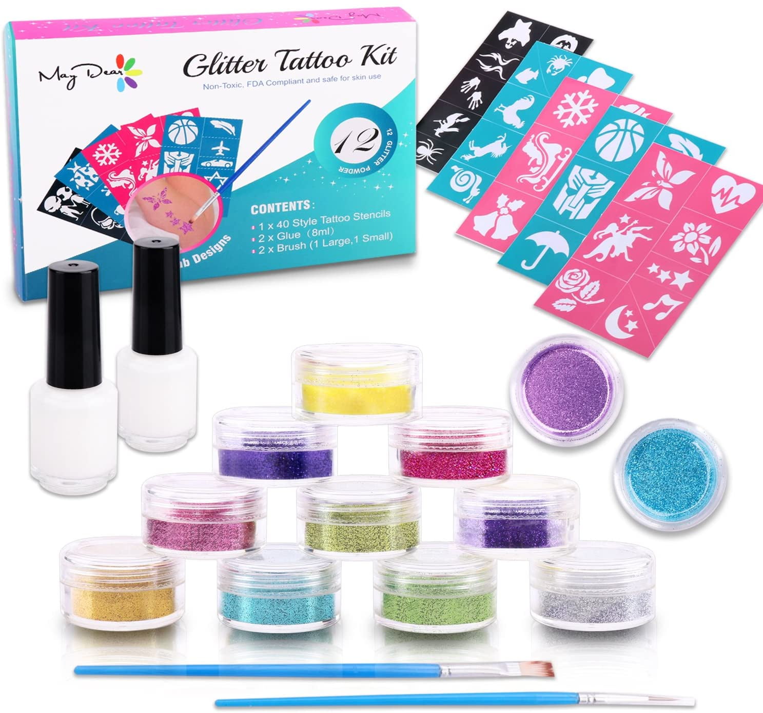 Jewelry Party Supplies Glitter Temporary Tattoos Jewelry Party Favors Pack for Girls Kids Over 100 Glitter Temporary Tattoos 6 Favor Sheets