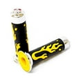thumbnail image 2 of Krator ATV / PWC Chrome Skull Hand Grips Yellow Flame Set Compatible with Polaris Hawkeye, 2 of 3