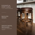 thumbnail image 3 of Maven Lane 26" Pullman Backless Counter Height Stool - Handcrafted Swivel Counter Stool with Dark Walnut Finish and Vintage Brown Vegan Leather - Ideal for Kitchens, Breakfast Bars, and Dining Areas, 3 of 7