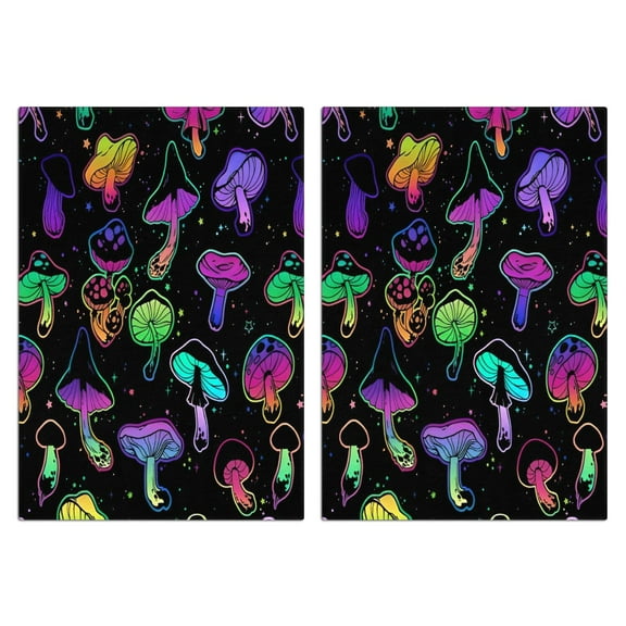 2 Pcs Funny Kitchen Towels,Purple Mushroom Star Black Pattern Microfiber Dish Towels,Kitchen Tea Towels,Kitchen Towel Set (18" X 26")