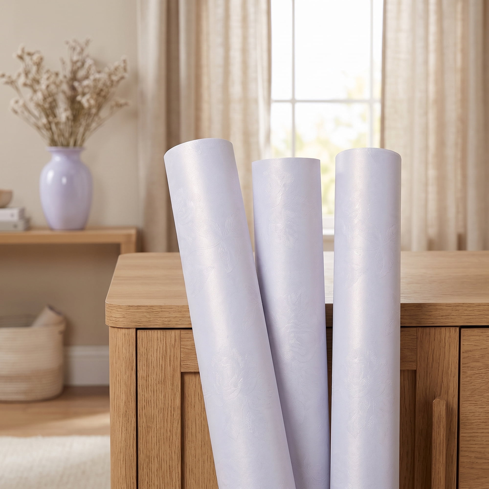 Unique Bargains Luxury Matte Gift Wrapping Paper with Rose Pattern White 27.6" x 19.7"